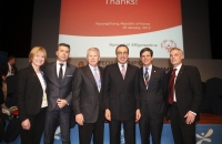 President of SO Europe Eurasia Mary Davis, President Stoyanov, Raymond Lane, Stamen Stantchev, Tim Shriver and Oliver Sodiek